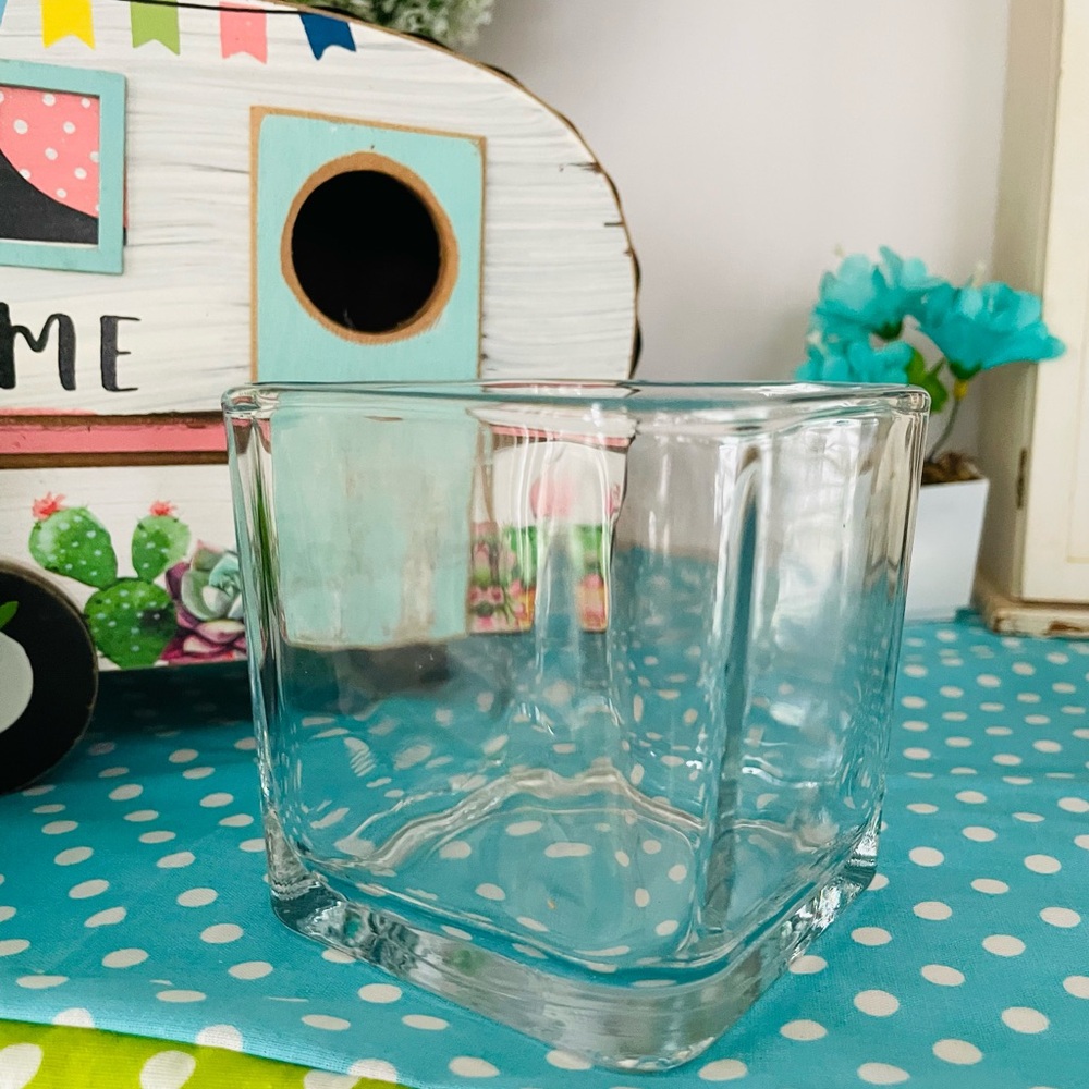Clear Glass Square Vase